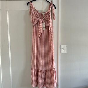 Ripe Maternity Red Gingham Midi Dress